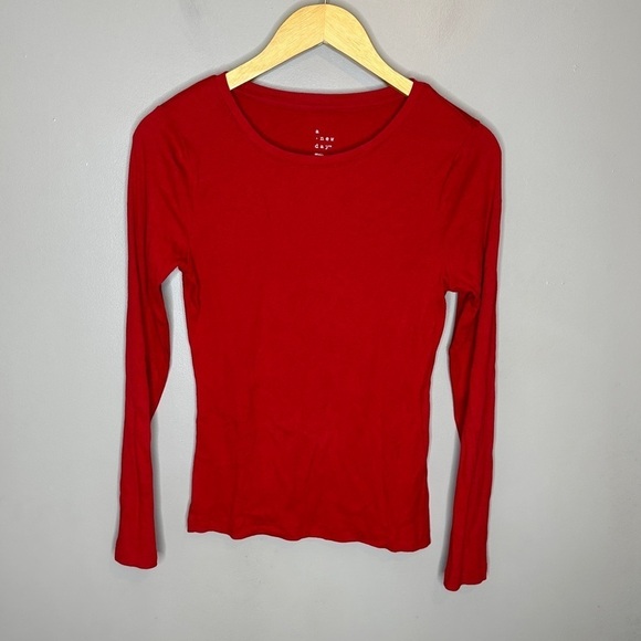 Target A new day scoop neck long sleeve red tshirt - Picture 1 of 5